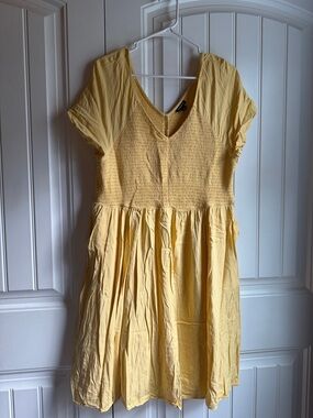 torrid Yellow Short Sleeve Smocked Waist Dress